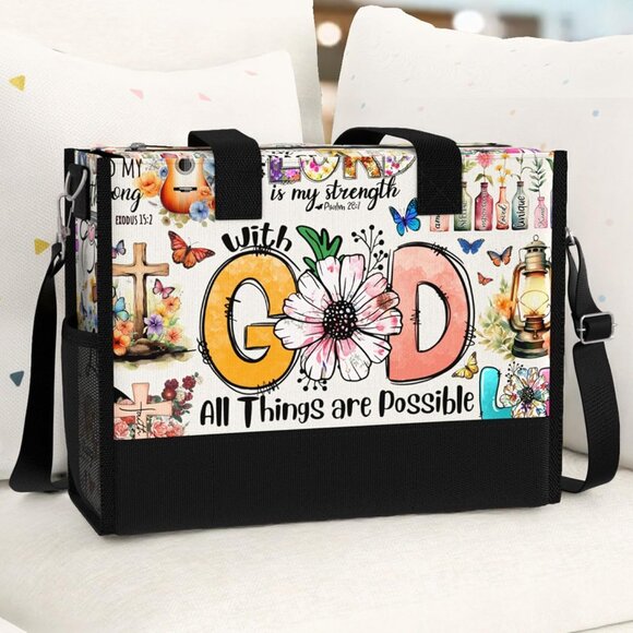 Large Aesthetic Tote with Versatile Pockets - Christian Faith Gift for Women - Picture 6 of 6